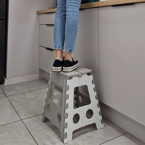 Stołek taboret składany antypoślizgowy wysoki 39cm jasny szary Stołek taboret składany antypoślizgowy wysoki 39cm jasny szary
