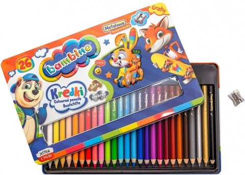 BAMBINO Kredki drewniana oprawa metalowe pudełko BAMBINO Kredki drewniana oprawa metalowe pudełko