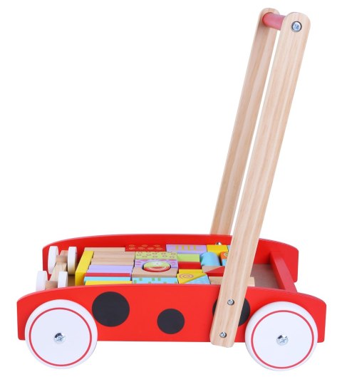 Drewniany wózek pchacz chodzik 40 klocków ECOTOYS Drewniany wózek pchacz chodzik 40 klocków ECOTOYS