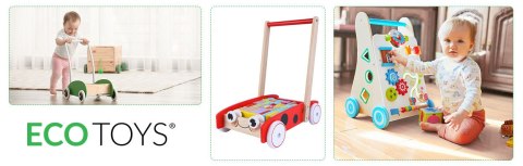 Drewniany wózek pchacz chodzik 40 klocków ECOTOYS Drewniany wózek pchacz chodzik 40 klocków ECOTOYS