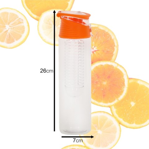 Butelka bidon na wodę z wkładem na owoce 800ml pomarańczowa Butelka bidon na wodę z wkładem na owoce 800ml pomarańczowa