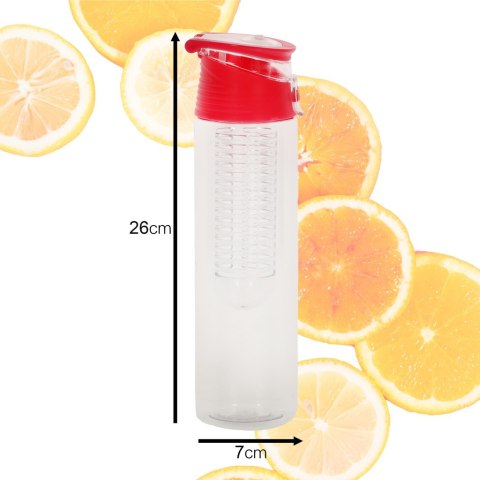 Butelka bidon na wodę z wkładem na owoce 800ml różowa Butelka bidon na wodę z wkładem na owoce 800ml różowa