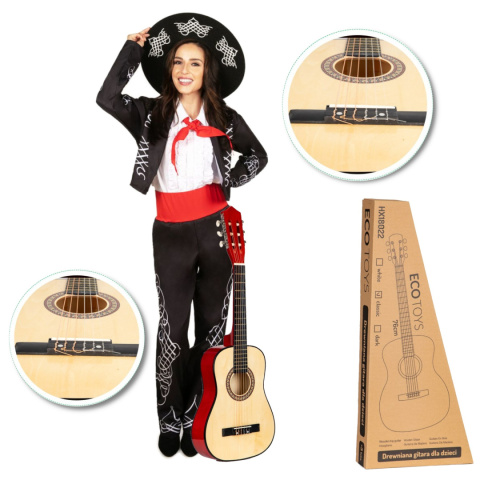 Gitara dla dzieci duża drewniana 6 strun ECOTOYS Gitara dla dzieci duża drewniana 6 strun ECOTOYS