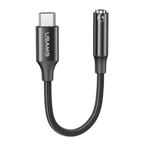 Kabel adapter Usams AU16 USB-C/Jack 3,5mm czarny Kabel adapter Usams AU16 USB-C/Jack 3,5mm czarny