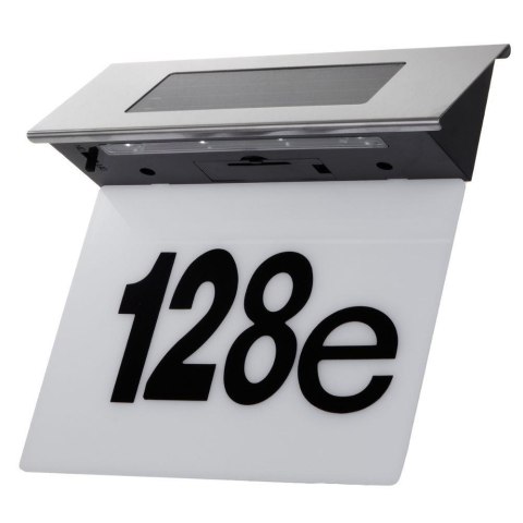 Lampa LED solarna z numerem domu Maclean, IP44, 1W, 60lm, 6000K, akumulator 600 mAh, 2,5V DC 70mA, MCE423 Lampa LED solarna z numerem domu Maclean, IP44, 1W, 60lm, 6000K, akumulator 600 mAh, 2,5V DC 70mA, MCE423