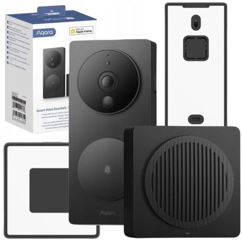 Aqara Smart Video Doorbell G4 Czarny | Wideodomofon | Dzwonek do drzwi, Kamera monitoring, Apple Homekit Aqara Smart Video Doorbell G4 Czarny | Wideodomofon | Dzwonek do drzwi, Kamera monitoring, Apple Homekit