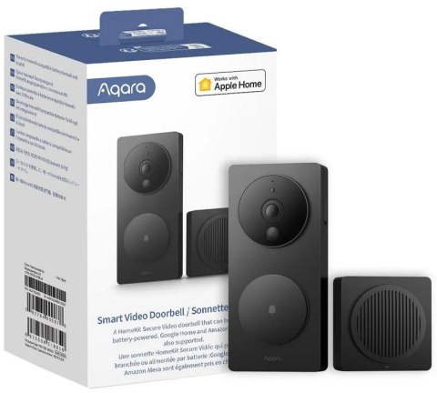 Aqara Smart Video Doorbell G4 Czarny | Wideodomofon | Dzwonek do drzwi, Kamera monitoring, Apple Homekit Aqara Smart Video Doorbell G4 Czarny | Wideodomofon | Dzwonek do drzwi, Kamera monitoring, Apple Homekit