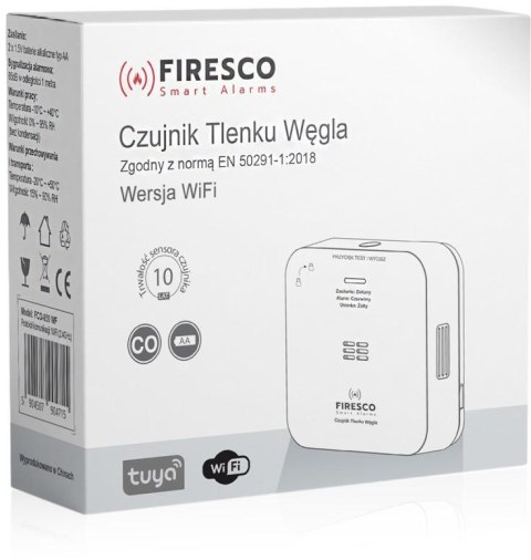 Czujnik czadu Firesco FCO-850 WF z WiFi aplikacja Tuya Czujnik czadu Firesco FCO-850 WF z WiFi aplikacja Tuya