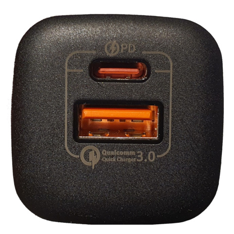 Ładowarka sieciowa Qoltec 35W GaN ULTRA | 5-20V | 2.25-3A | 1 x USB typ C PD | 1 x USB QC 3.0 | Czarna Ładowarka sieciowa Qoltec 35W GaN ULTRA | 5-20V | 2.25-3A | 1 x USB typ C PD | 1 x USB QC 3.0 | Czarna