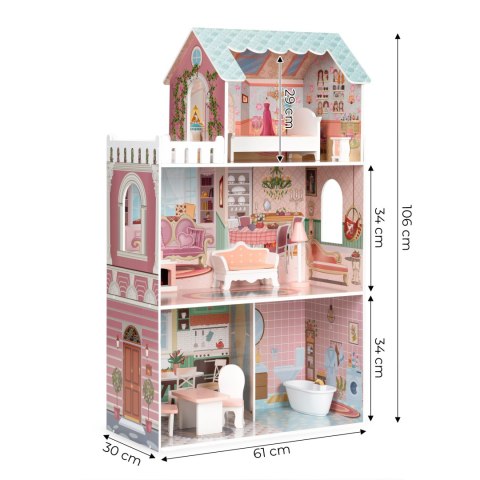 Duży domek dla lalek Barbie z kompletem mebelków ECOTOYS Duży domek dla lalek Barbie z kompletem mebelków ECOTOYS