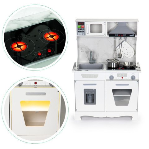 Drewniana kuchnia dla dzieci dźwięki led + akcesoria ECOTOYS Drewniana kuchnia dla dzieci dźwięki led + akcesoria ECOTOYS