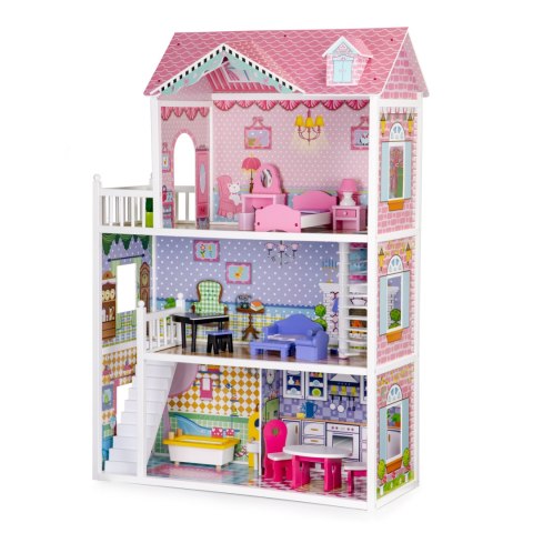 Drewniany domek dla lalek XXL z mebelkami ECOTOYS Drewniany domek dla lalek XXL z mebelkami ECOTOYS
