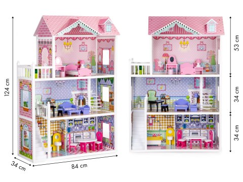 Drewniany domek dla lalek XXL z mebelkami ECOTOYS Drewniany domek dla lalek XXL z mebelkami ECOTOYS
