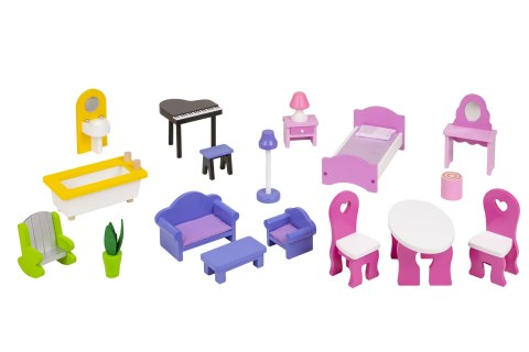 Drewniany domek dla lalek XXL z mebelkami ECOTOYS Drewniany domek dla lalek XXL z mebelkami ECOTOYS