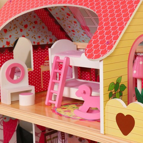 Drewniany domek dla lalek meble basen +oświetlenie ECOTOYS Drewniany domek dla lalek meble basen +oświetlenie ECOTOYS
