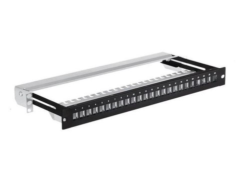 Patch panel keystone RACK 19" 1U, 24 porty, FTP, STP, wysuwany, Netrack, czarny Patch panel keystone RACK 19" 1U, 24 porty, FTP, STP, wysuwany, Netrack, czarny