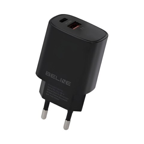 Ładowarka sieciowa Beline 20W 1xUSB-C + 1xUSB PD 3.0 QC 3.0 bez kabla - czarna Ładowarka sieciowa Beline 20W 1xUSB-C + 1xUSB PD 3.0 QC 3.0 bez kabla - czarna