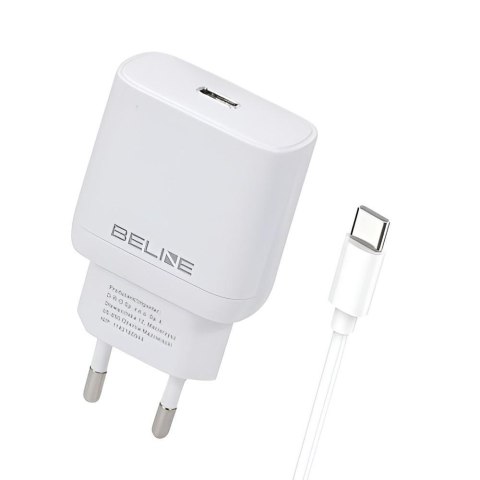 Ładowarka sieciowa Beline 25W 1xUSB-C GaN PD 3.0+kabel USB-C - biała Ładowarka sieciowa Beline 25W 1xUSB-C GaN PD 3.0+kabel USB-C - biała