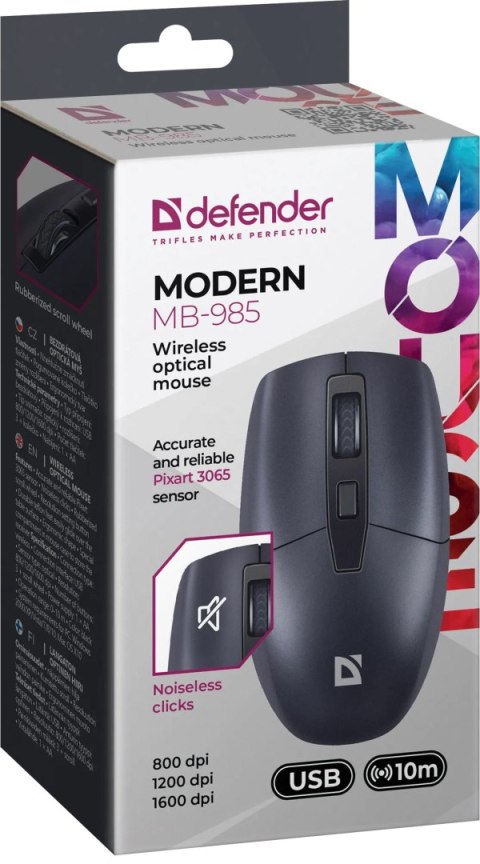 MYSZ DEFENDER MODERN MB-985 RF SILENT CZARNA 1600dpi 4P MYSZ DEFENDER MODERN MB-985 RF SILENT CZARNA 1600dpi 4P
