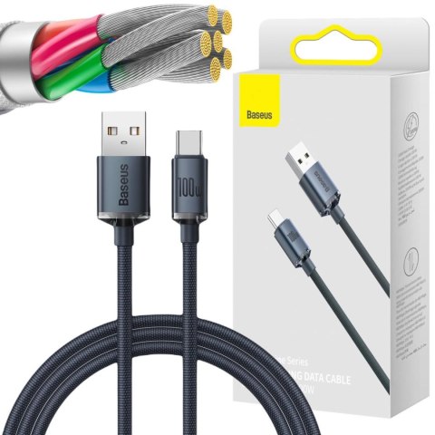KABEL USB-A -> USB-C Baseus Crystal CAJY000401 120cm 100W 6A QC 3.0 W OPLOCIE PREMIUM KABEL USB-A -> USB-C Baseus Crystal CAJY000401 120cm 100W 6A QC 3.0 W OPLOCIE PREMIUM