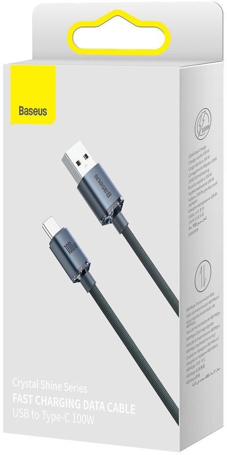 KABEL USB-A -> USB-C Baseus Crystal CAJY000401 120cm 100W 6A QC 3.0 W OPLOCIE PREMIUM KABEL USB-A -> USB-C Baseus Crystal CAJY000401 120cm 100W 6A QC 3.0 W OPLOCIE PREMIUM