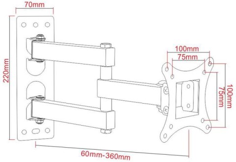 UCHWYT DO TV LCD/LED 17-42" 25KG AR-57A ART reg.pion/poziom UCHWYT DO TV LCD/LED 17-42" 25KG AR-57A ART reg.pion/poziom
