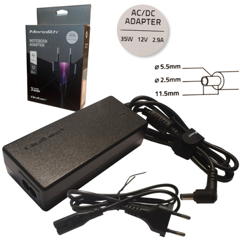 Qoltec Zasilacz sieciowy 35W | 12V | 2.9A | 5.5*2.5 | +kabel zasilający Qoltec Zasilacz sieciowy 35W | 12V | 2.9A | 5.5*2.5 | +kabel zasilający