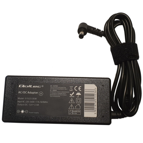 Qoltec Zasilacz sieciowy 35W | 12V | 2.9A | 5.5*2.5 | +kabel zasilający Qoltec Zasilacz sieciowy 35W | 12V | 2.9A | 5.5*2.5 | +kabel zasilający