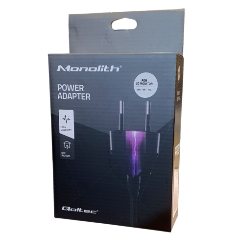 Qoltec Zasilacz sieciowy do monitora LG 25W | 19V | 1.3A | 6.5*4.4 | + kabel zasilajacy