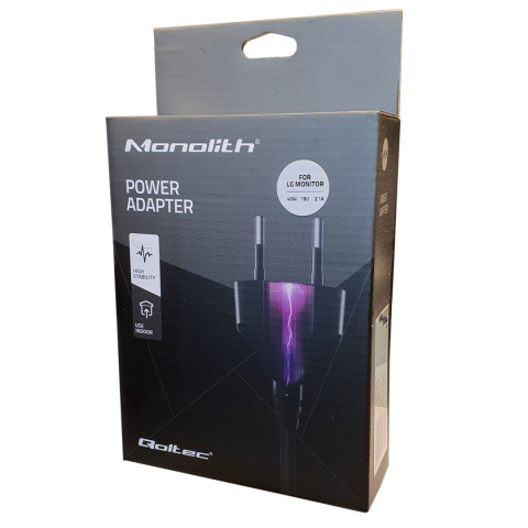 Qoltec Zasilacz sieciowy do monitora LG 40W | 19V | 2.1A | 6.5*4.4 | + kabel zasilający