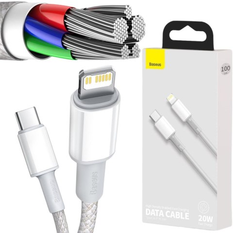 KABEL USB-C -> Lightning / iPhone Baseus Cafule CATLGD-02 1m 20W PD Quick Charging BIAŁY W OPLOCIE KABEL USB-C -> Lightning / iPhone Baseus Cafule CATLGD-02 1m 20W PD Quick Charging BIAŁY W OPLOCIE