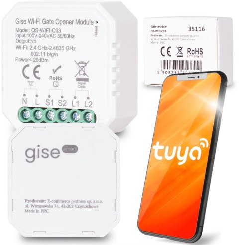 GISE SMART Gate module Moduł do sterowania bramą Tuya WiFi GEN 2 GISE SMART Gate module Moduł do sterowania bramą Tuya WiFi GEN 2