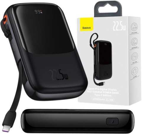 Powerbank Baseus Qpow Digital Display PPQD060101 10000mAh 22,5W PD QC 3.0 1x USB-A 2x USB-C + KABEL Powerbank Baseus Qpow Digital Display PPQD060101 10000mAh 22,5W PD QC 3.0 1x USB-A 2x USB-C + KABEL