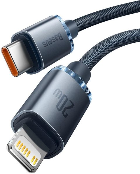 KABEL USB-C -> Lightning / iPhone Baseus Crystal CAJY000301 2m 20W PD Quick Charging CZARNY W OPLOCIE PREMIUM KABEL USB-C -> Lightning / iPhone Baseus Crystal CAJY000301 2m 20W PD Quick Charging CZARNY W OPLOCIE PREMIUM