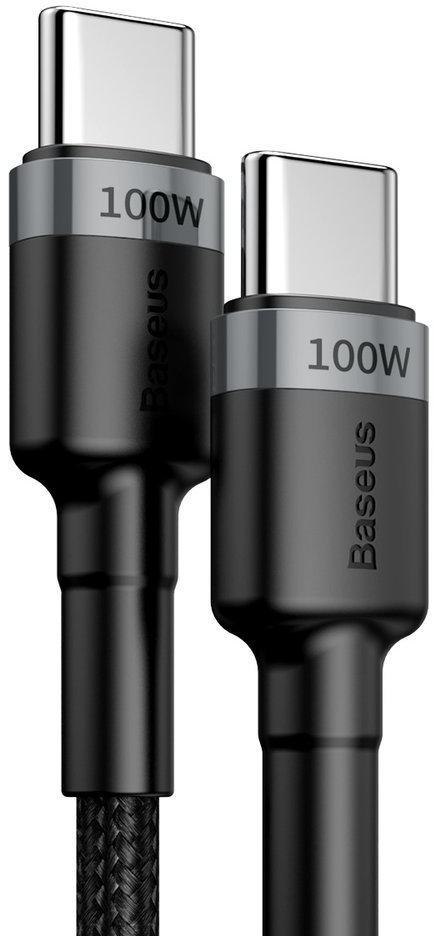 KABEL USB-C -> USB-C Baseus Cafule CATKLF-ALG1 200cm 100W 5A PD 2.0 QC 3.0 CZARNO-SZARY W OPLOCIE KABEL USB-C -> USB-C Baseus Cafule CATKLF-ALG1 200cm 100W 5A PD 2.0 QC 3.0 CZARNO-SZARY W OPLOCIE