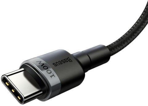 KABEL USB-C -> USB-C Baseus Cafule CATKLF-ALG1 200cm 100W 5A PD 2.0 QC 3.0 CZARNO-SZARY W OPLOCIE KABEL USB-C -> USB-C Baseus Cafule CATKLF-ALG1 200cm 100W 5A PD 2.0 QC 3.0 CZARNO-SZARY W OPLOCIE