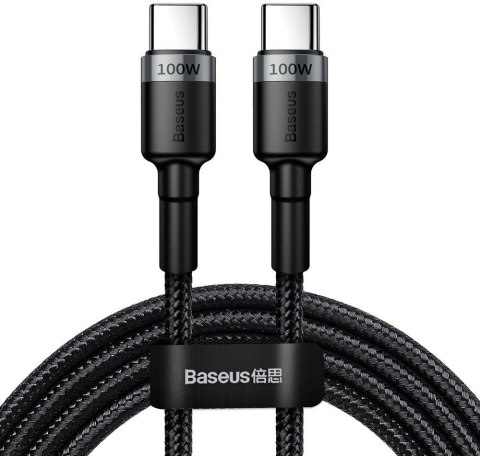 KABEL USB-C -> USB-C Baseus Cafule CATKLF-ALG1 200cm 100W 5A PD 2.0 QC 3.0 CZARNO-SZARY W OPLOCIE KABEL USB-C -> USB-C Baseus Cafule CATKLF-ALG1 200cm 100W 5A PD 2.0 QC 3.0 CZARNO-SZARY W OPLOCIE