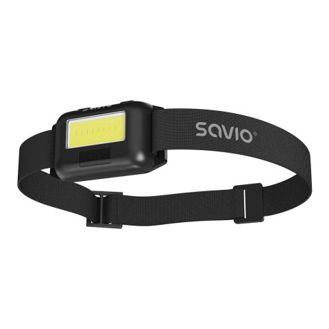 Latarka czołowa LED Savio FL-01, COB, 140 lm, zasięg 10m, 4 tryby Latarka czołowa LED Savio FL-01, COB, 140 lm, zasięg 10m, 4 tryby