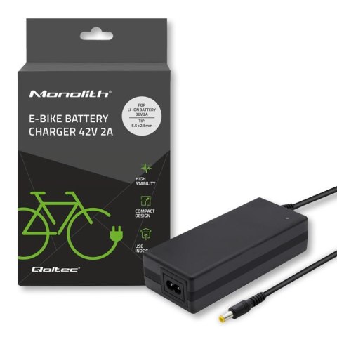 Ładowarka Qoltec do baterii roweru elektrycznego 36V | 42V | 2A | 5.5*2.5 Ładowarka Qoltec do baterii roweru elektrycznego 36V | 42V | 2A | 5.5*2.5