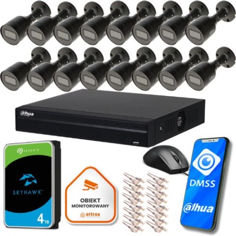 Zestaw monitoringu IP Dahua NVR 4TB 16 kamer tubowych 5MPx Zestaw monitoringu IP Dahua NVR 4TB 16 kamer tubowych 5MPx