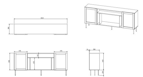 Komoda JUTA EF + kominek elektryczny 202x39,5x85 czarny + linol calabria Komoda JUTA EF + kominek elektryczny 202x39,5x85 czarny + linol calabria