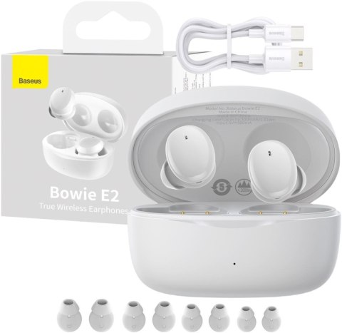 SŁUCHAWKI BEZPRZEWODOWE TWS Baseus Bowie E2 NGTW090002 BT 5.2 IP55 BIAŁE SŁUCHAWKI BEZPRZEWODOWE TWS Baseus Bowie E2 NGTW090002 BT 5.2 IP55 BIAŁE