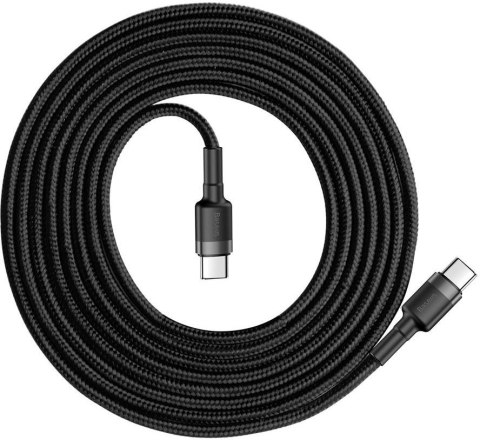 KABEL USB-C -> USB-C Baseus Cafule CATKLF-HG1 200cm 60W 3A PD 2.0 QC 3.0 CZARNO-SZARY W OPLOCIE KABEL USB-C -> USB-C Baseus Cafule CATKLF-HG1 200cm 60W 3A PD 2.0 QC 3.0 CZARNO-SZARY W OPLOCIE
