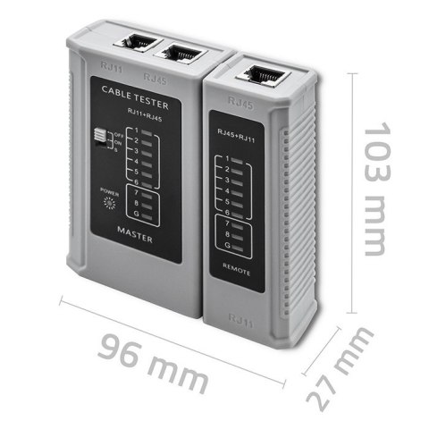 Qoltec Tester sieci kablowych | RJ45 | RJ12 Qoltec Tester sieci kablowych | RJ45 | RJ12
