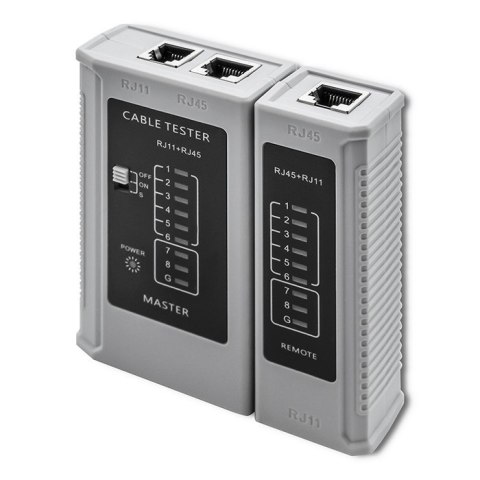 Qoltec Tester sieci kablowych | RJ45 | RJ12 Qoltec Tester sieci kablowych | RJ45 | RJ12