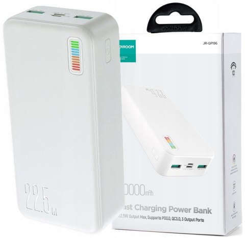 POWERBANK Joyroom Dazzling Series QP196 30000mAh 22.5W PD 3.0 QC 3.0 2x USB-A 1x USB-C BIAŁY POWERBANK Joyroom Dazzling Series QP196 30000mAh 22.5W PD 3.0 QC 3.0 2x USB-A 1x USB-C BIAŁY