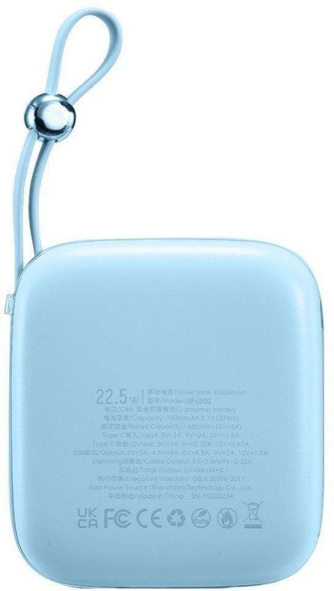 POWERBANK Joyroom Jelly Series JR-L002 10000mAh 22.5W PD QC Z KABLEM 1x USB-A 1x USB-C NIEBIESKI POWERBANK Joyroom Jelly Series JR-L002 10000mAh 22.5W PD QC Z KABLEM 1x USB-A 1x USB-C NIEBIESKI
