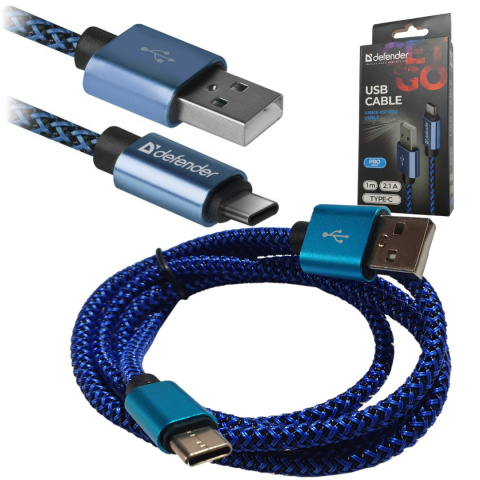 KABEL DEFENDER USB AM-TYPE C 1,0m 2.1A NIEBIESKI KABEL DEFENDER USB AM-TYPE C 1,0m 2.1A NIEBIESKI