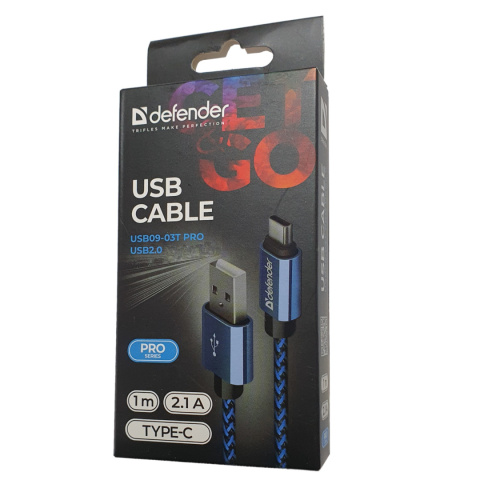KABEL DEFENDER USB AM-TYPE C 1,0m 2.1A NIEBIESKI KABEL DEFENDER USB AM-TYPE C 1,0m 2.1A NIEBIESKI