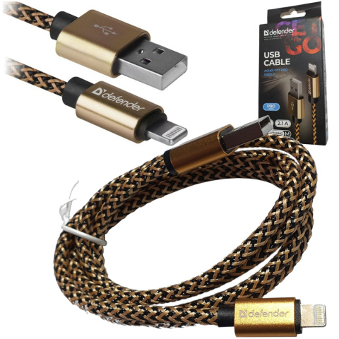 KABEL DEFENDER USB-LIGHTNING 1,0m 2.1A ZŁOTY KABEL DEFENDER USB-LIGHTNING 1,0m 2.1A ZŁOTY